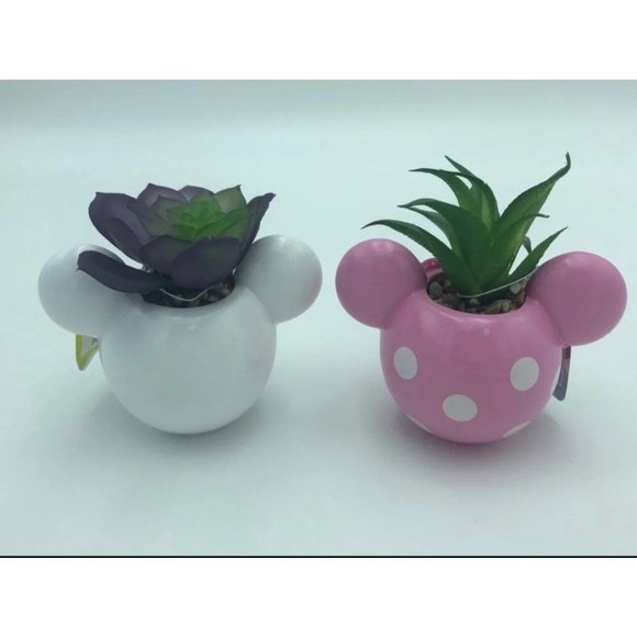 Disney Mickey and Minnie Mouse mini planters with Faux Succulents - Picture 3 of 6